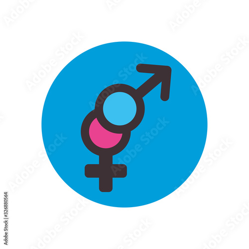 Isolated female and male gender flat block style icon vector design