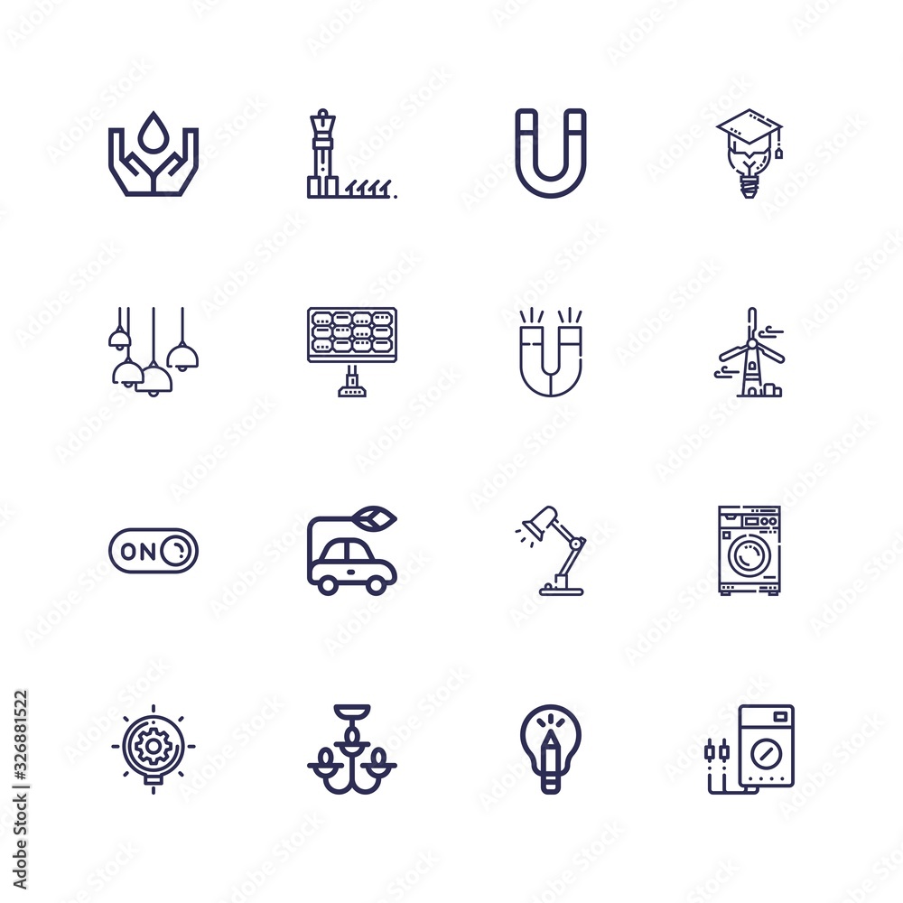 Editable 16 electric icons for web and mobile