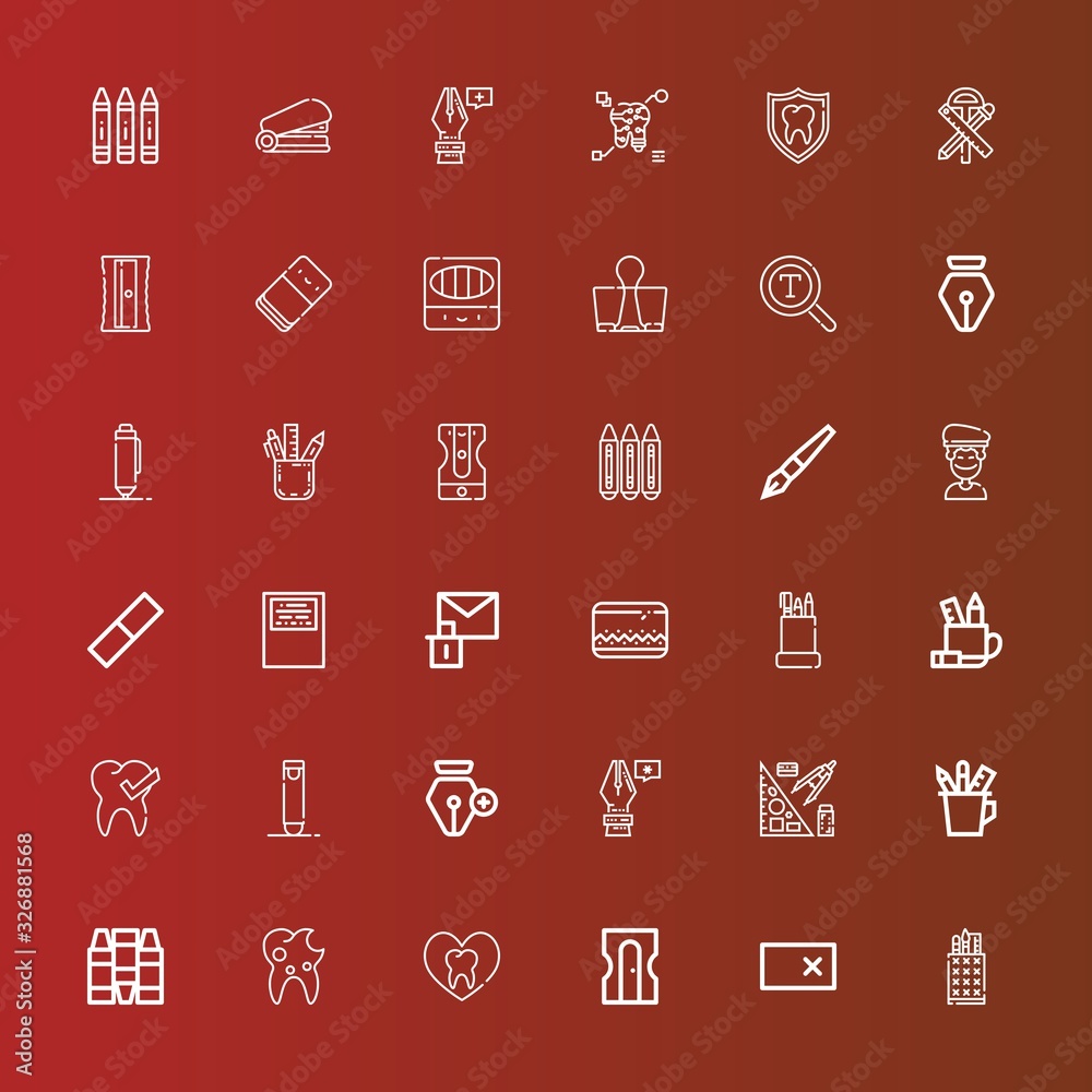Editable 36 stationery icons for web and mobile