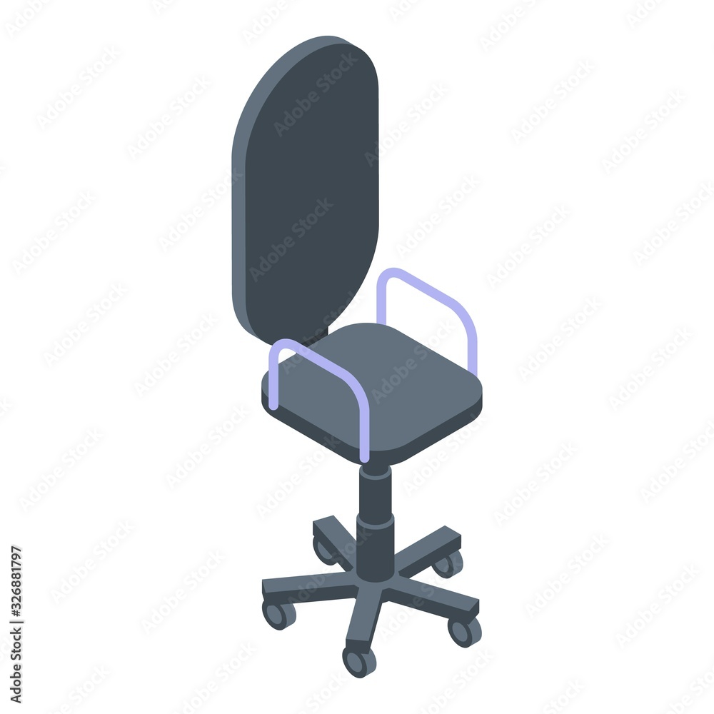 Desk chair icon. Isometric of desk chair vector icon for web design isolated on white background Desk chair icon. Isometric of desk chair vector icon for web design isolated on white background