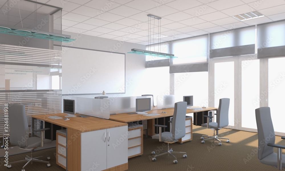 office, interior visualization, 3D illustration office, interior visualization, 3D illustration