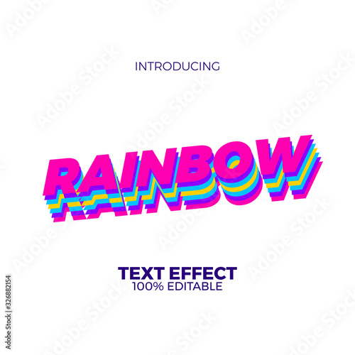 3d rainbow colorful neon editable adobe illustrator text effect