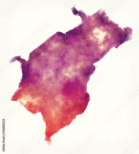 Merida state watercolor map of Venezuela photo