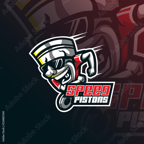 piston mascot logo design vector with modern illustration concept style for badge, emblem and tshirt printing.