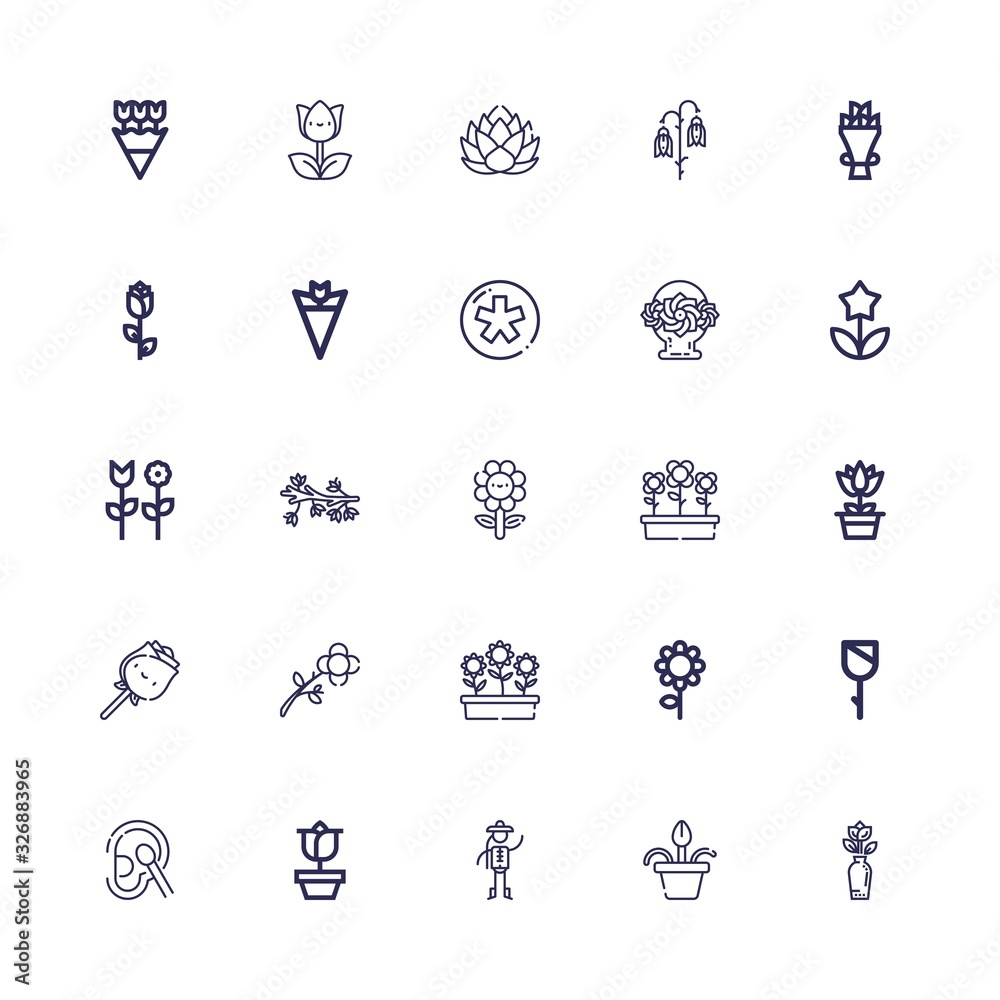 Editable 25 blossom icons for web and mobile