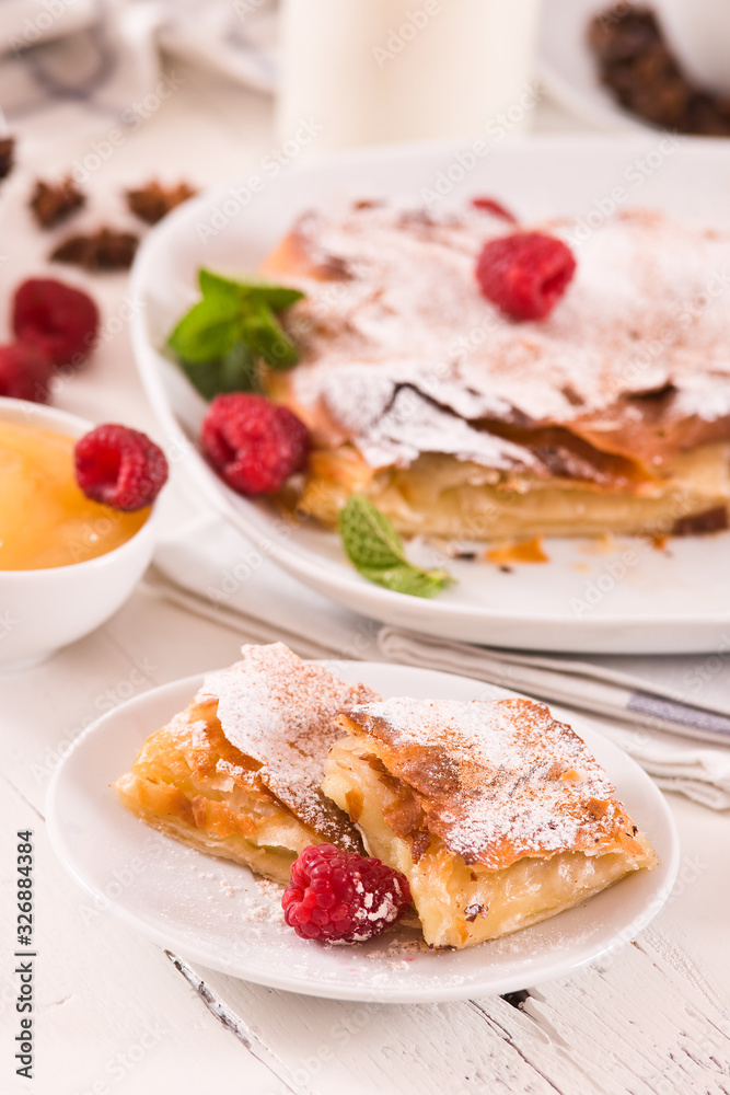Bougatsa - Greek puff pastry with cream Bougatsa - Greek puff pastry with cream