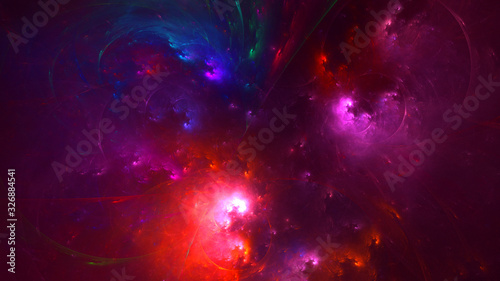 3D rendering abstract red fractal light background