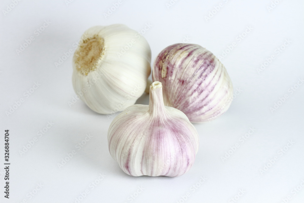 Organic garlic on white background Organic garlic on white background