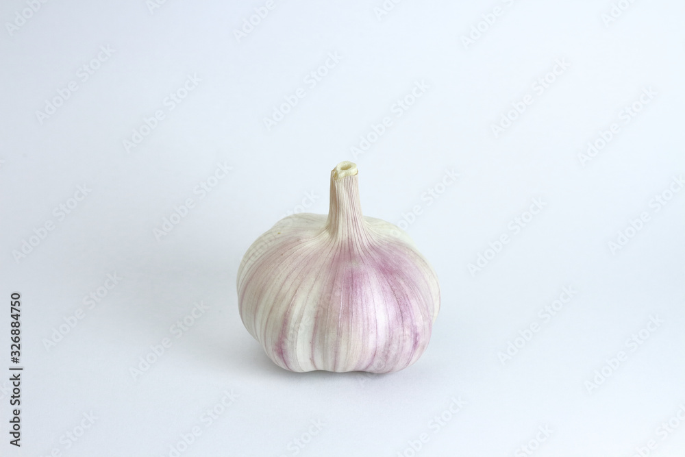 Organic garlic on white background