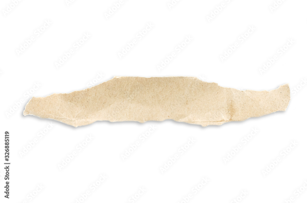 Recycled paper craft stick on a white background. Brown paper torn or ripped pieces of paper isolated on white with clipping path. Recycled paper craft stick on a white background. Brown paper torn or ripped pieces of paper isolated on white with clipping path.