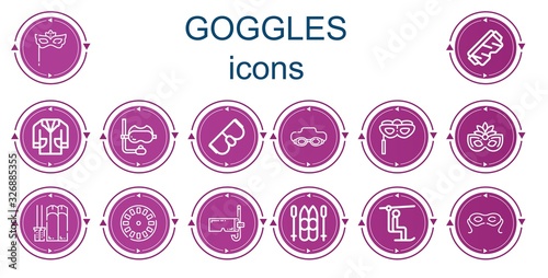 Editable 14 goggles icons for web and mobile