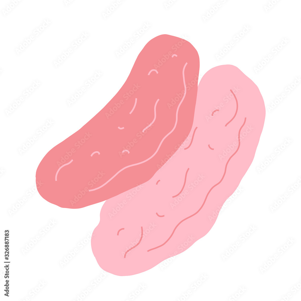 Fresh cartoon tasty pork meat isolated on white background, for food and restaurant design Fresh cartoon tasty pork meat isolated on white background, for food and restaurant design