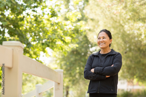 Portrait of a fit Asian woman exercising.