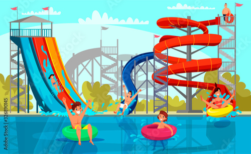 Amazing aqua park for adult and kid recreation photo