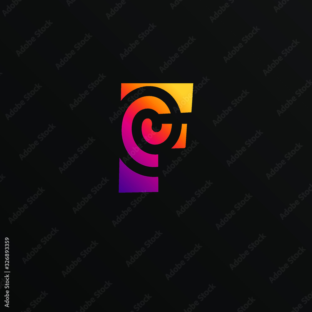 Initial Letter F with twist element Initial Letter F with twist element
