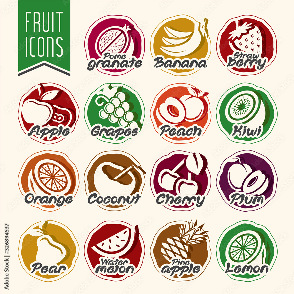 Ready design fruit icon set