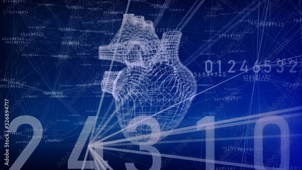 Obraz premium Human heart which consists of points and lines.