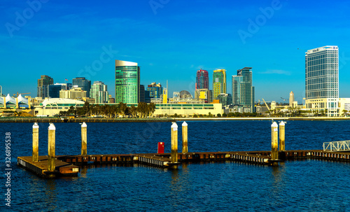 San Diego skyline, docks