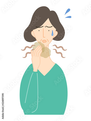 口臭を気にする中年女性