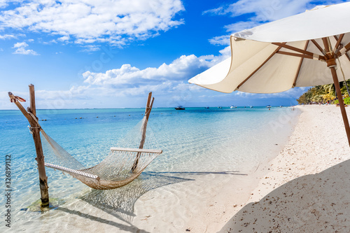 hammock on the beach of Morne Brabant, Mauritius 