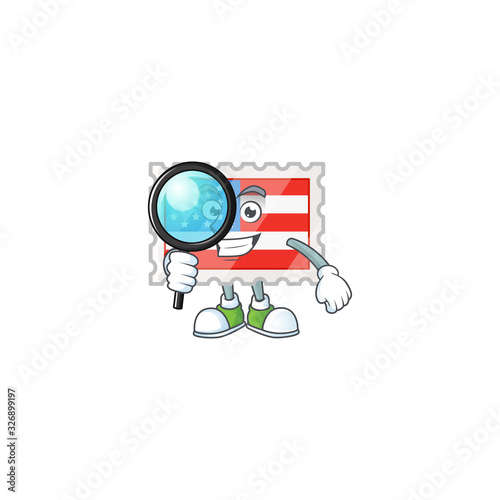 A famous of one eye independence day stamp Detective cartoon character design © kongvector