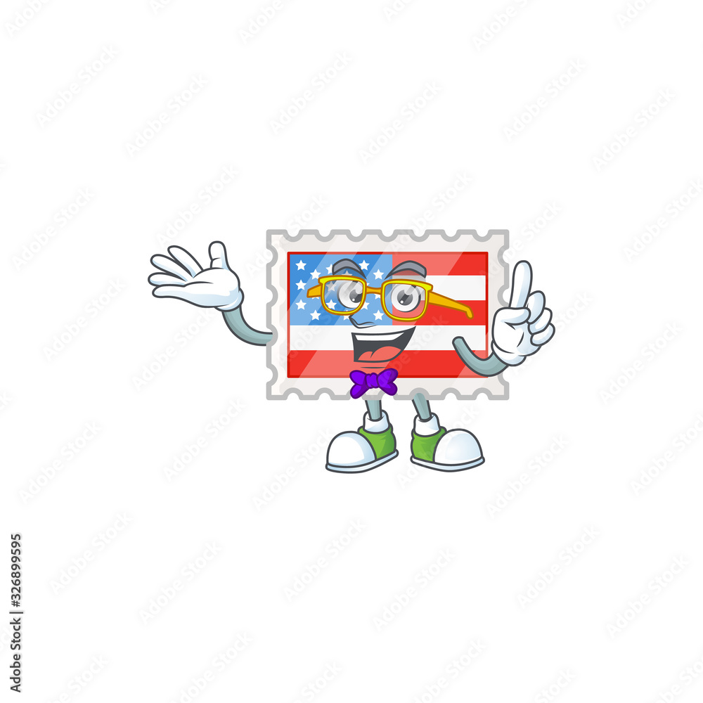 The Geek character of independence day stamp mascot design The Geek character of independence day stamp mascot design