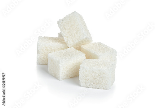 pieces of sugar on white