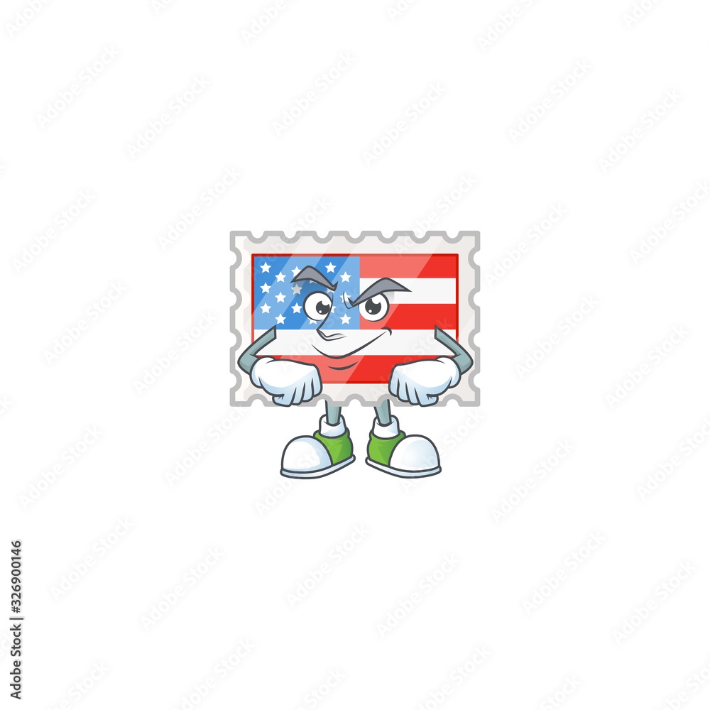 Independence day stamp mascot icon design style with Smirking face
