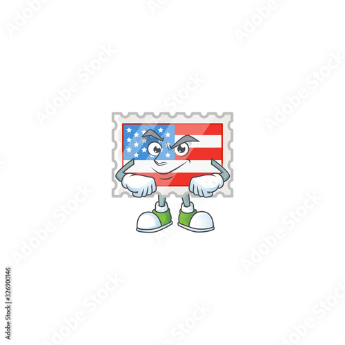 Independence day stamp mascot icon design style with Smirking face © kongvector