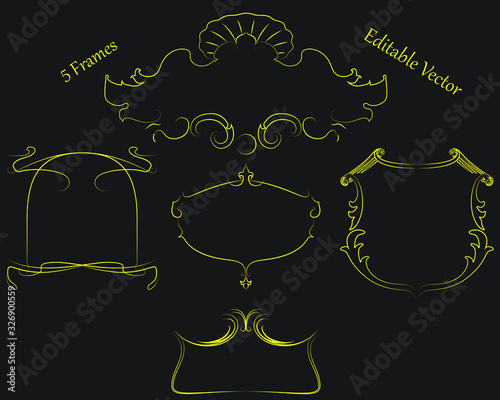 Set of editable vector, decorative frames