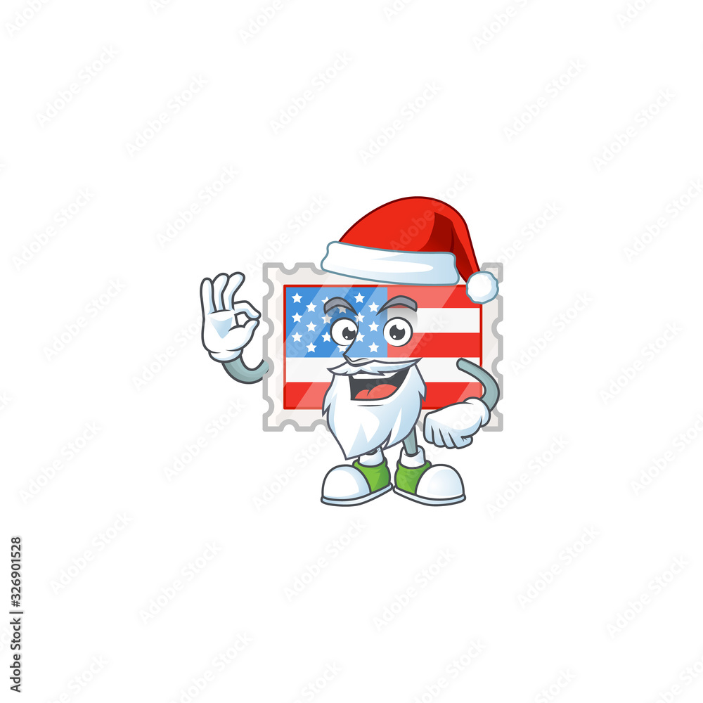 A lovely Santa independence day stamp mascot picture style with ok finger