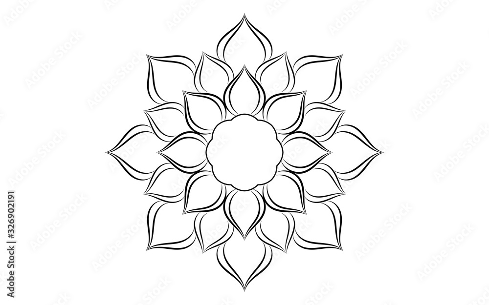 Circle pattern petal flower of mandala with black and white,Vector floral mandala relaxation patterns unique design with white background,Hand drawn pattern,concept meditation and relax Circle pattern petal flower of mandala with black and white,Vector floral mandala relaxation patterns unique design with white background,Hand drawn pattern,concept meditation and relax