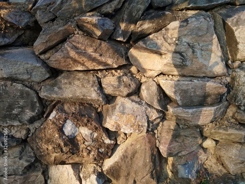 view of stone wall texture background.