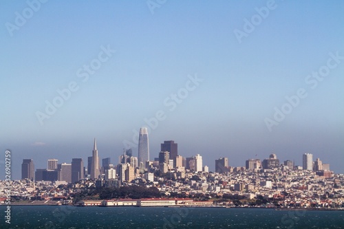 Beautiful view of San Francisco skyline at daytime with waterfront  California  USA
