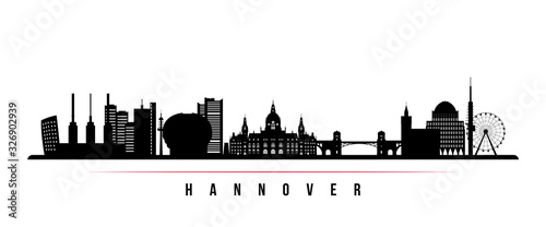 Hannover  skyline horizontal banner. Black and white silhouette of Hannover, Germany. Vector template for your design. photo