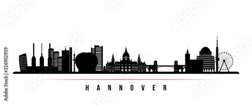 Hannover skyline horizontal banner. Black and white silhouette of Hannover, Germany. Vector template for your design.