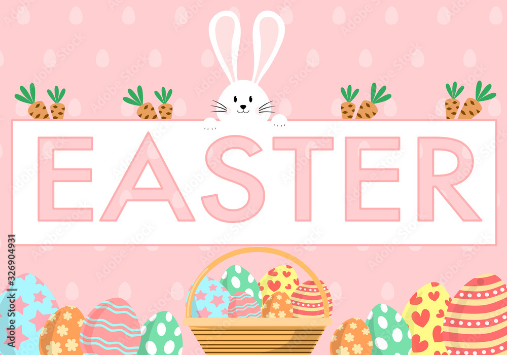 easter greeting card with bunny and eggs easter greeting card with bunny and eggs