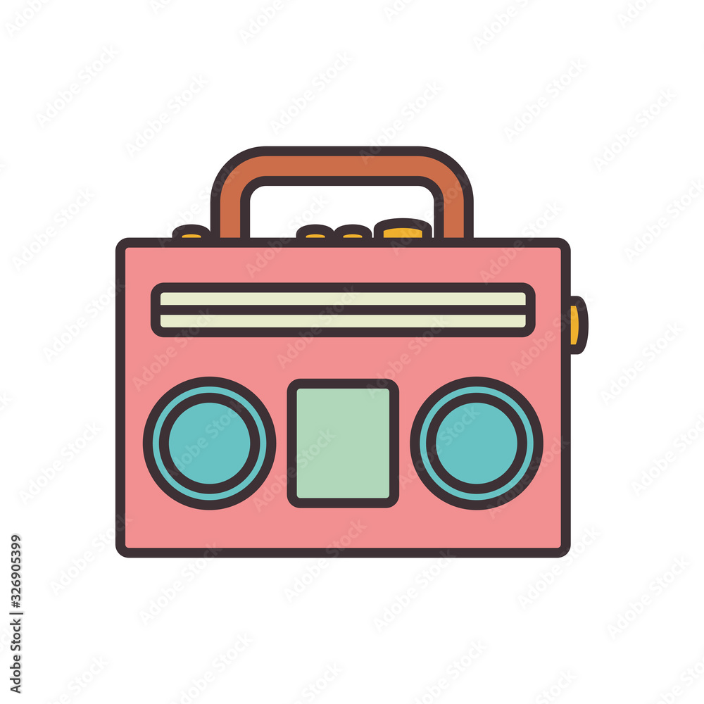 Isolated retro music tape recorder line fill style icon vector design Isolated retro music tape recorder line fill style icon vector design