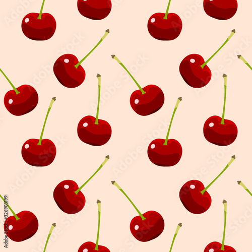 cherry fruit food healthy fresh organic seamless pattern