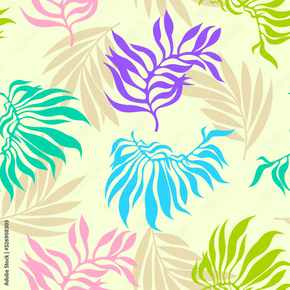 colorful seamless pattern with areca palm