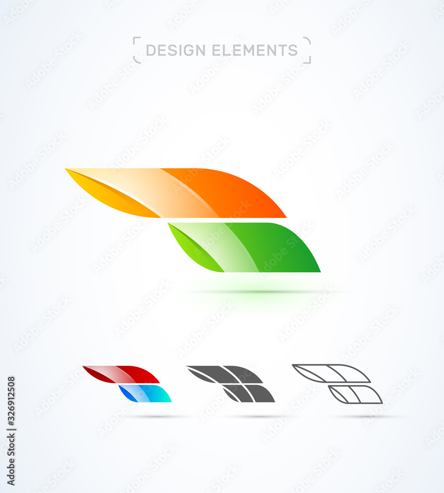 Vector abstract 3d airplane wing logo template. Motion and speed shape Vector abstract 3d airplane wing logo template. Motion and speed shape