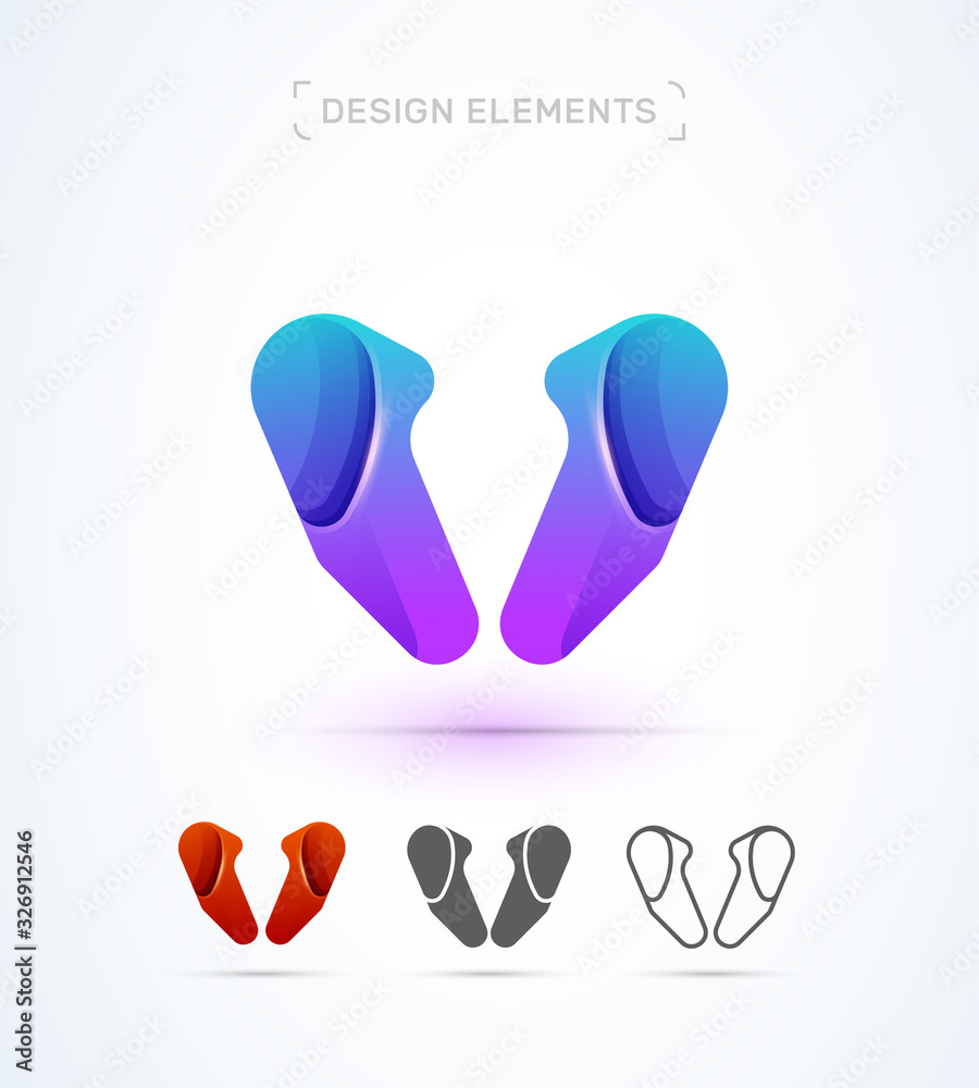 Vector abstract letter W logo design template. 3d, flat and line style Vector abstract letter W logo design template. 3d, flat and line style