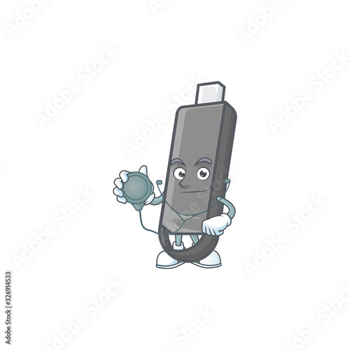 Flashdisk mascot icon design as a Doctor working costume with tools
