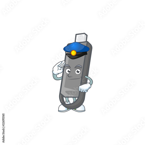 A character design of flashdisk working as a Police officer