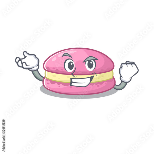 cool confident Successful strawberry macarons cartoon character style