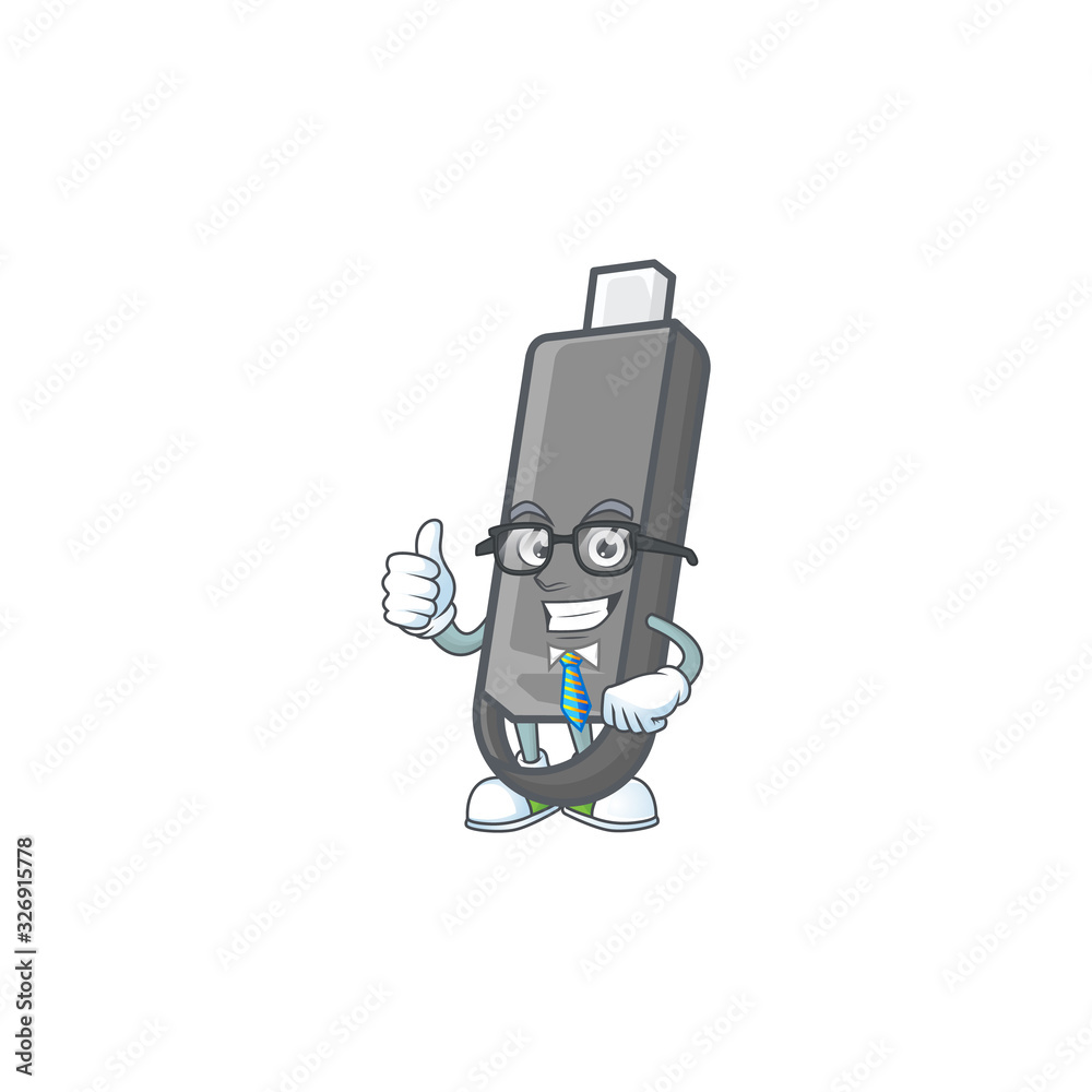 Flashdisk successful cartoon character Businessman wearing glasses Flashdisk successful cartoon character Businessman wearing glasses