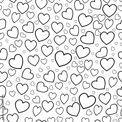 Vector illustration of a lot of red hearts on a white background. Seamless pattern background for textiles, card making, gift wrapping, scrapbooking. print for children.