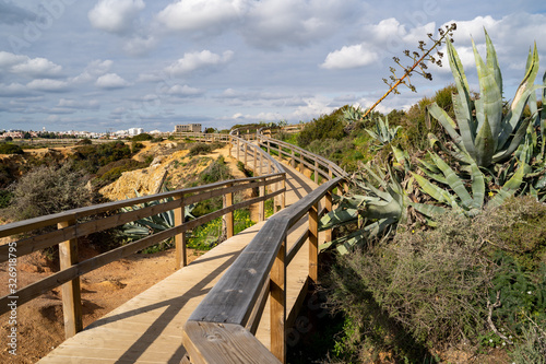 Walking path of the Algarve coastline with at Ponta da Piedade, in Algarve Portugal near Lagos