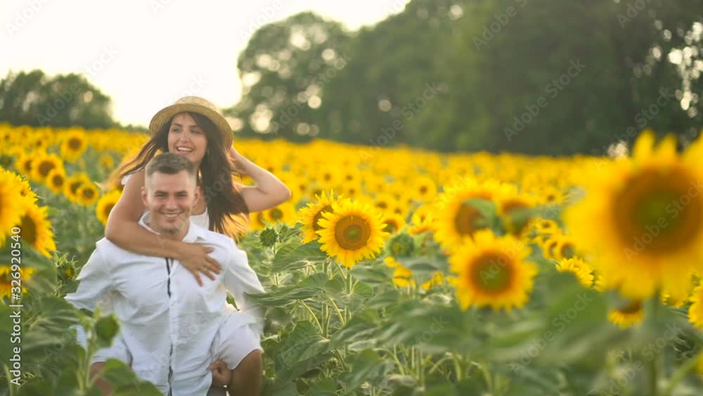 couple in love dressed in white clothes kisses in a field of blooming sunflower couple in love dressed in white clothes kisses in a field of blooming sunflower
