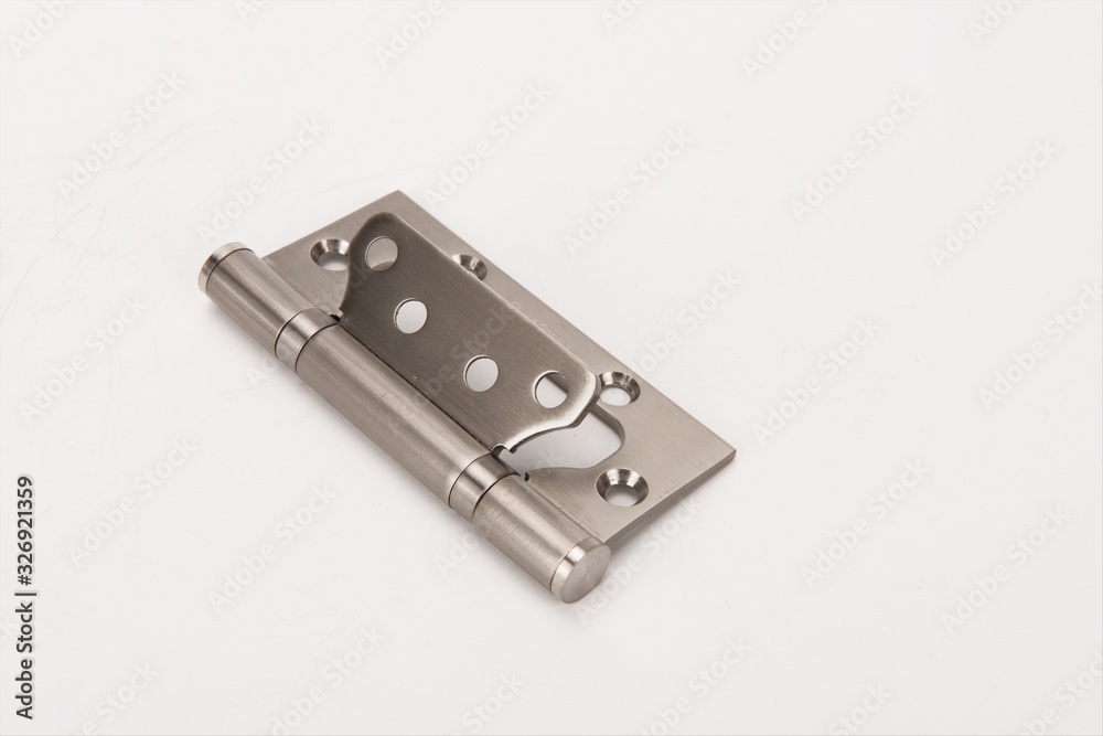 Metal spring butt hinge on a white background Metal spring butt hinge on a white background